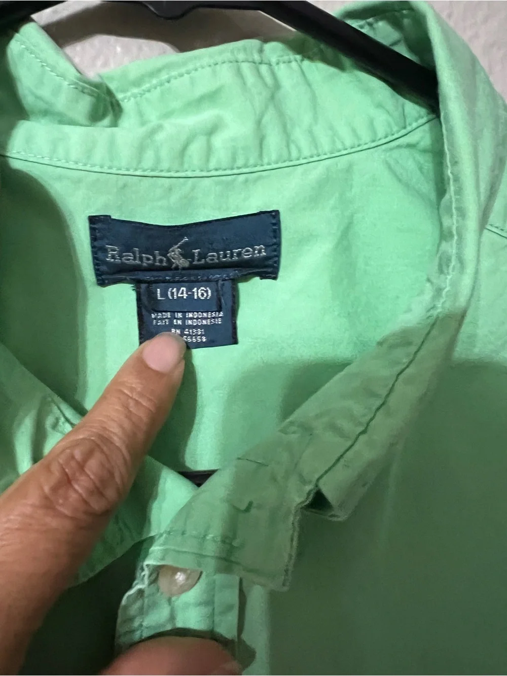 Ralph Lauren youth boys Short-Sleeve Button-Down Shirt - Mint Green 14/16.